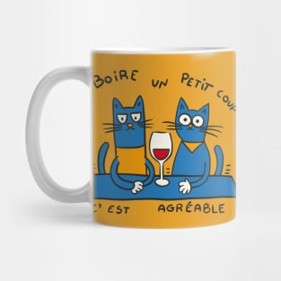 Boire un petit coup c'est agréable - Cats drinking wine Mug